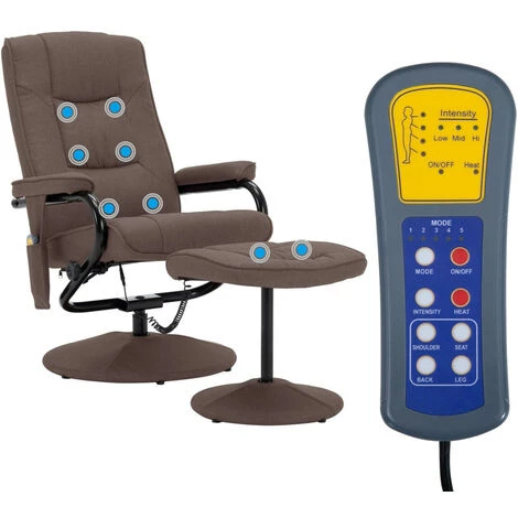 LES TENDANCES Fauteuil De Massage Avec Repose-pied Marron Tissu 5 LES TENDANCES Fauteuil De Massage Avec Repose-pied Marron Tissu – Image 3