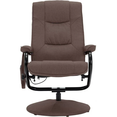 LES TENDANCES Fauteuil De Massage Avec Repose-pied Marron Tissu 6 LES TENDANCES Fauteuil De Massage Avec Repose-pied Marron Tissu – Image 4
