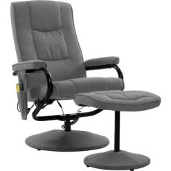 LES TENDANCES Fauteuil De Massage Inclinable Avec Repose-pied Gris Clair Tissu