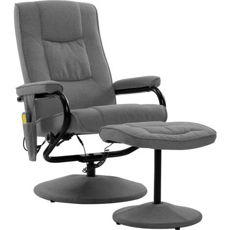 LES TENDANCES Fauteuil De Massage Inclinable Avec Repose-pied Gris Clair Tissu 3 LES TENDANCES Fauteuil De Massage Inclinable Avec Repose-pied Gris Clair Tissu