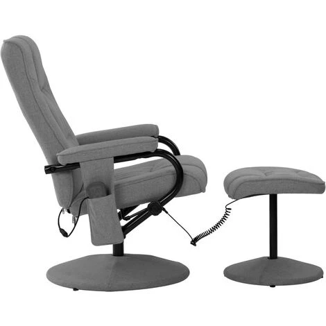 LES TENDANCES Fauteuil De Massage Inclinable Avec Repose-pied Gris Clair Tissu 5 LES TENDANCES Fauteuil De Massage Inclinable Avec Repose-pied Gris Clair Tissu – Image 3