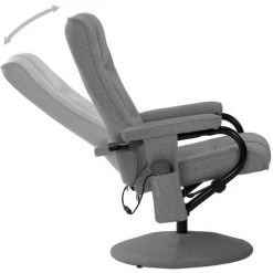 LES TENDANCES Fauteuil De Massage Inclinable Avec Repose-pied Gris Clair Tissu 11 LES TENDANCES Fauteuil De Massage Inclinable Avec Repose-pied Gris Clair Tissu -Pas Cher Fauteuil Magasin 66905918 5