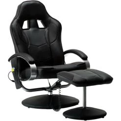 LES TENDANCES Fauteuil De Massage Avec Repose-pied Noir Similicuir 8 LES TENDANCES Fauteuil De Massage Avec Repose-pied Noir Similicuir -Pas Cher Fauteuil Magasin 66906133 2