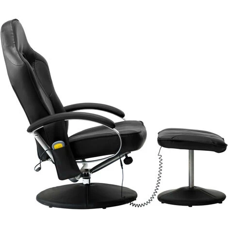 LES TENDANCES Fauteuil De Massage Avec Repose-pied Noir Similicuir 6 LES TENDANCES Fauteuil De Massage Avec Repose-pied Noir Similicuir – Image 4
