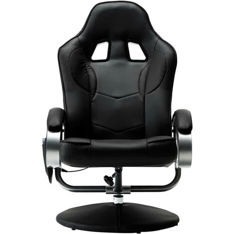 LES TENDANCES Fauteuil De Massage Avec Repose-pied Noir Similicuir 7 LES TENDANCES Fauteuil De Massage Avec Repose-pied Noir Similicuir – Image 5