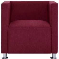 LES TENDANCES Fauteuil Cube Rouge Bordeaux Tissu
