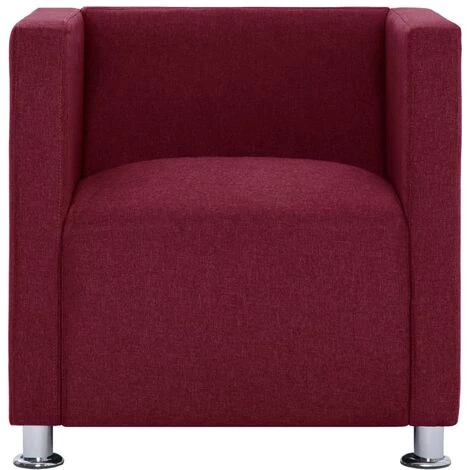 LES TENDANCES Fauteuil Cube Rouge Bordeaux Tissu 3 LES TENDANCES Fauteuil Cube Rouge Bordeaux Tissu