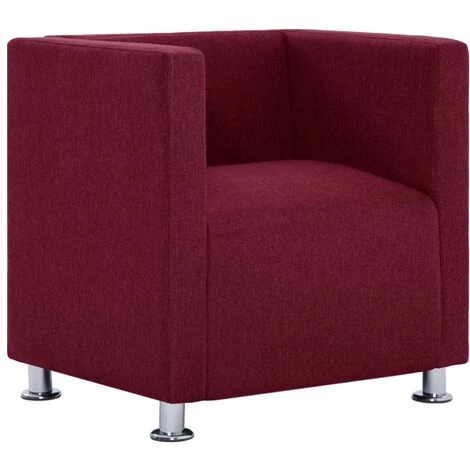 LES TENDANCES Fauteuil Cube Rouge Bordeaux Tissu 5 LES TENDANCES Fauteuil Cube Rouge Bordeaux Tissu – Image 3