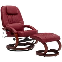 LES TENDANCES Fauteuil De Massage Avec Repose-pied Rouge Bordeaux Similicuir -Pas Cher Fauteuil Magasin 66908174 2