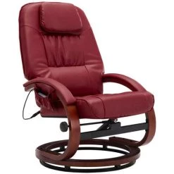 LES TENDANCES Fauteuil De Massage Avec Repose-pied Rouge Bordeaux Similicuir -Pas Cher Fauteuil Magasin 66908174 4