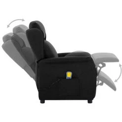 LES TENDANCES Fauteuil Inclinable De Massage Noir Tissu -Pas Cher Fauteuil Magasin 66908451 4