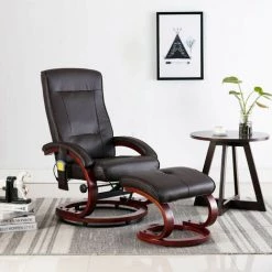 LES TENDANCES Fauteuil De Massage Avec Repose-pieds Marron Similicuir -Pas Cher Fauteuil Magasin 66908492 2