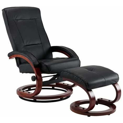 LES TENDANCES Fauteuil Inclinable Avec Repose-pied Noir Similicuir 3 LES TENDANCES Fauteuil Inclinable Avec Repose-pied Noir Similicuir