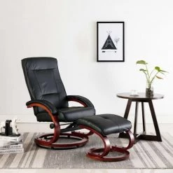 LES TENDANCES Fauteuil Inclinable Avec Repose-pied Noir Similicuir 8 LES TENDANCES Fauteuil Inclinable Avec Repose-pied Noir Similicuir -Pas Cher Fauteuil Magasin 66909050 2