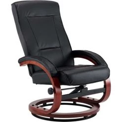 LES TENDANCES Fauteuil Inclinable Avec Repose-pied Noir Similicuir 11 LES TENDANCES Fauteuil Inclinable Avec Repose-pied Noir Similicuir -Pas Cher Fauteuil Magasin 66909050 5