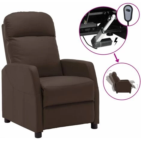LES TENDANCES Fauteuil Inclinable électrique Marron Similicuir 3 LES TENDANCES Fauteuil Inclinable électrique Marron Similicuir