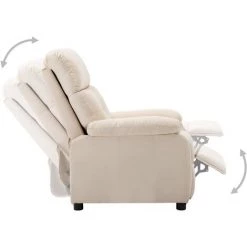 LES TENDANCES Fauteuil Inclinable Crème Tissu -Pas Cher Fauteuil Magasin 66909831 3