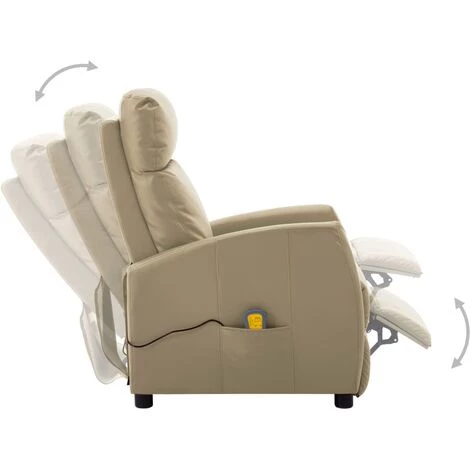 LES TENDANCES Fauteuil De Massage Inclinable Cappuccino Similicuir 5 LES TENDANCES Fauteuil De Massage Inclinable Cappuccino Similicuir – Image 3