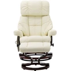 LES TENDANCES Fauteuil De Massage Inclinable Crème Similicuir Et Bois Courbé 8 LES TENDANCES Fauteuil De Massage Inclinable Crème Similicuir Et Bois Courbé -Pas Cher Fauteuil Magasin 66909964 2