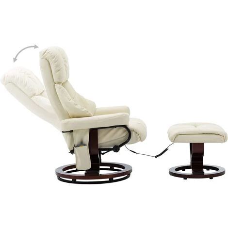 LES TENDANCES Fauteuil De Massage Inclinable Crème Similicuir Et Bois Courbé 5 LES TENDANCES Fauteuil De Massage Inclinable Crème Similicuir Et Bois Courbé – Image 3