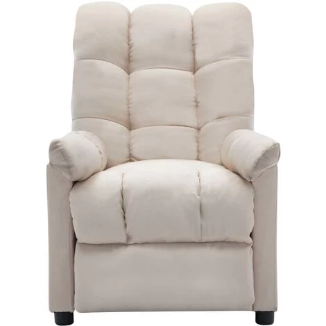 LES TENDANCES Fauteuil Inclinable De Massage Crème Tissu 5 LES TENDANCES Fauteuil Inclinable De Massage Crème Tissu – Image 3