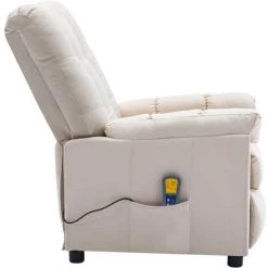LES TENDANCES Fauteuil Inclinable De Massage Crème Tissu 10 LES TENDANCES Fauteuil Inclinable De Massage Crème Tissu -Pas Cher Fauteuil Magasin 66910078 4