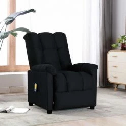 LES TENDANCES Fauteuil Inclinable De Massage Noir Tissu