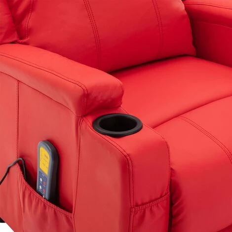 LES TENDANCES Fauteuil De Massage Inclinable électrique Rouge Similicuir Kifa 7 LES TENDANCES Fauteuil De Massage Inclinable électrique Rouge Similicuir Kifa – Image 5