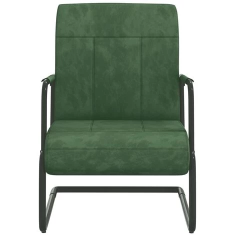 LES TENDANCES Chaise Cantilever Vert Foncé Velours 4 LES TENDANCES Chaise Cantilever Vert Foncé Velours – Image 2