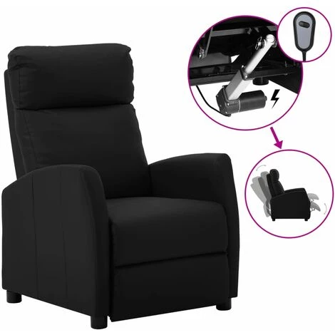 LES TENDANCES Fauteuil Inclinable électrique Noir Similicuir 3 LES TENDANCES Fauteuil Inclinable électrique Noir Similicuir