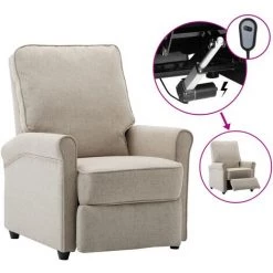 LES TENDANCES Fauteuil TV Inclinable électrique Crème Tissu