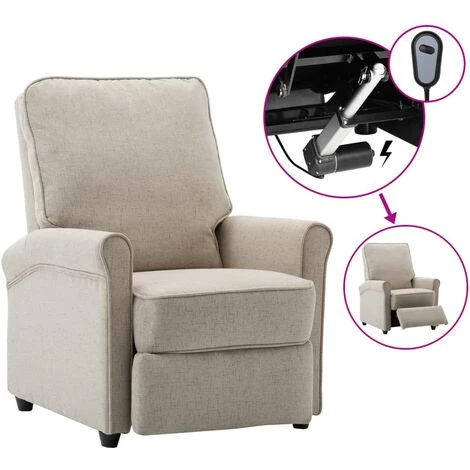 LES TENDANCES Fauteuil TV Inclinable électrique Crème Tissu 3 LES TENDANCES Fauteuil TV Inclinable électrique Crème Tissu