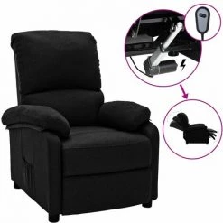 LES TENDANCES Fauteuil Inclinable électrique Noir Tissu