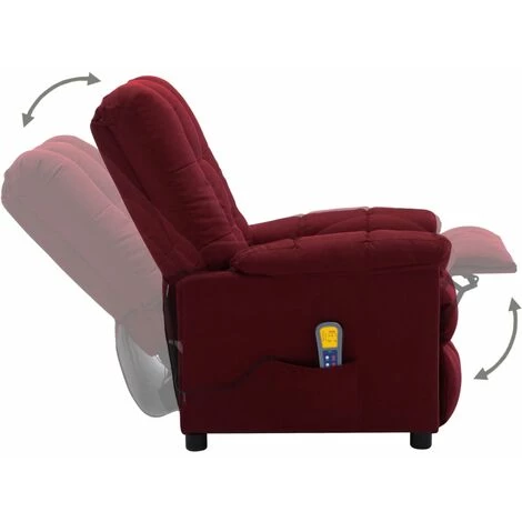 LES TENDANCES Fauteuil De Massage Inclinable électrique Bordeaux Tissu 5 LES TENDANCES Fauteuil De Massage Inclinable électrique Bordeaux Tissu – Image 3