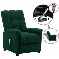 LES TENDANCES Fauteuil De Massage Inclinable électrique Vert Foncé Tissu