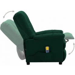 LES TENDANCES Fauteuil De Massage Inclinable électrique Vert Foncé Tissu -Pas Cher Fauteuil Magasin 66913485 3
