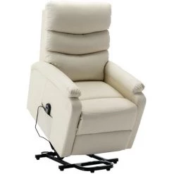 LES TENDANCES Fauteuil Inclinable Blanc Crème Similicuir -Pas Cher Fauteuil Magasin 66913724 3