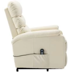 LES TENDANCES Fauteuil Inclinable Blanc Crème Similicuir -Pas Cher Fauteuil Magasin 66913724 5