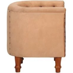 LES TENDANCES Fauteuil Marron Cuir Véritable Et Bois De Manguier Massif -Pas Cher Fauteuil Magasin 66914227 4