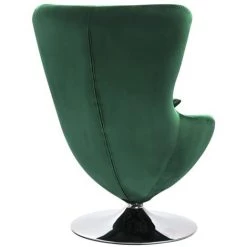 LES TENDANCES Fauteuil Pivotant En Forme D’œuf Et Coussin Vert Foncé Velours -Pas Cher Fauteuil Magasin 66914457 5