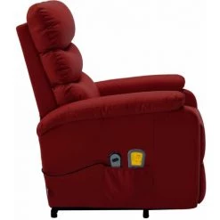 LES TENDANCES Fauteuil Inclinable De Massage Rouge Bordeaux Similicuir -Pas Cher Fauteuil Magasin 66915570 5