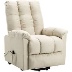 LES TENDANCES Fauteuil Inclinable Crème Tissu -Pas Cher Fauteuil Magasin 66915587 4