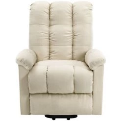 LES TENDANCES Fauteuil Inclinable Crème Tissu -Pas Cher Fauteuil Magasin 66915587 5