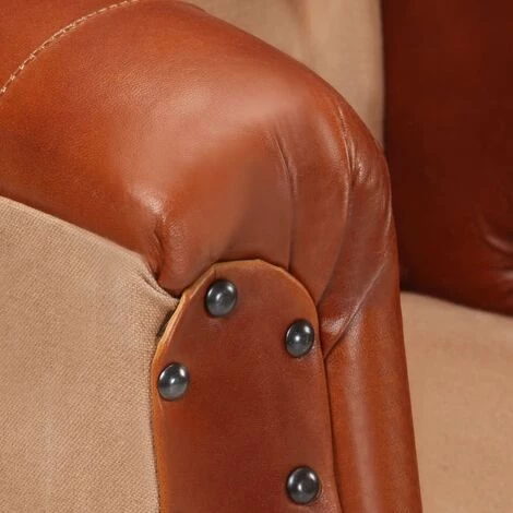 LES TENDANCES Fauteuil Marron Cuir Véritable Et Bois De Manguier Massif 5 LES TENDANCES Fauteuil Marron Cuir Véritable Et Bois De Manguier Massif – Image 3