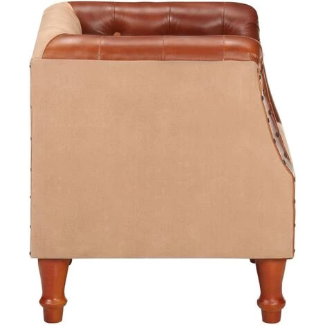 LES TENDANCES Fauteuil Marron Cuir Véritable Et Bois De Manguier Massif 7 LES TENDANCES Fauteuil Marron Cuir Véritable Et Bois De Manguier Massif – Image 5