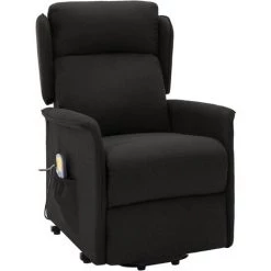 LES TENDANCES Fauteuil De Massage Inclinable Noir Tissu 9 LES TENDANCES Fauteuil De Massage Inclinable Noir Tissu -Pas Cher Fauteuil Magasin 66916050 3