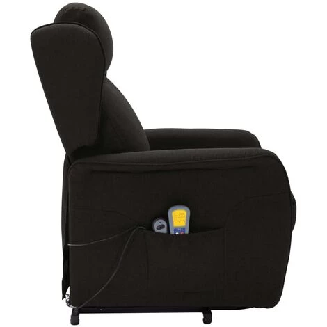 LES TENDANCES Fauteuil De Massage Inclinable Noir Tissu 7 LES TENDANCES Fauteuil De Massage Inclinable Noir Tissu – Image 5
