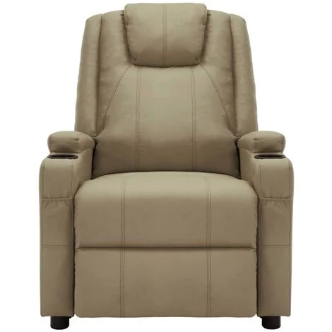 LES TENDANCES Fauteuil De Massage Inclinable Cappuccino Similicuir 5 LES TENDANCES Fauteuil De Massage Inclinable Cappuccino Similicuir – Image 3