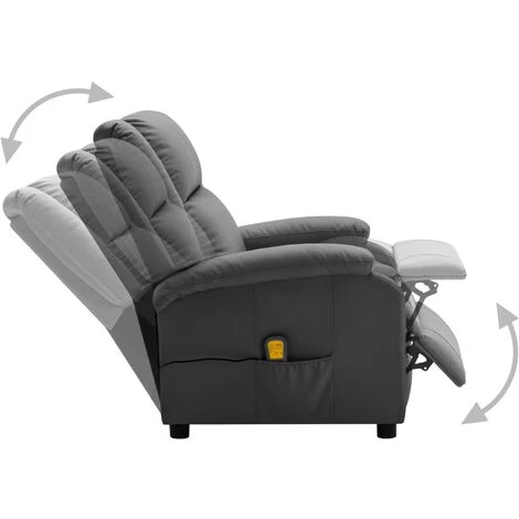 LES TENDANCES Fauteuil De Massage Inclinable Anthracite Similicuir 7 LES TENDANCES Fauteuil De Massage Inclinable Anthracite Similicuir – Image 5