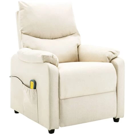 LES TENDANCES Fauteuil Inclinable De Massage Crème Tissu 4 LES TENDANCES Fauteuil Inclinable De Massage Crème Tissu – Image 2